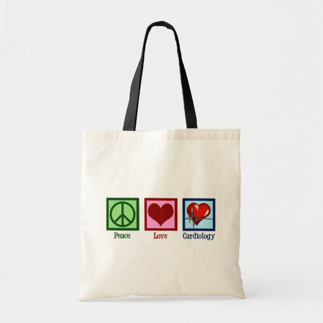 Bolso De Tela Cardiología de amor por la paz latido cardiaco cir (Frente)