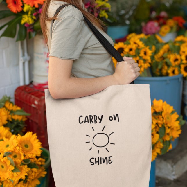 Bolso De Tela Cargar con la positividad de la luz solar Inspirad (Shop now and carry the rays of happiness with you! )