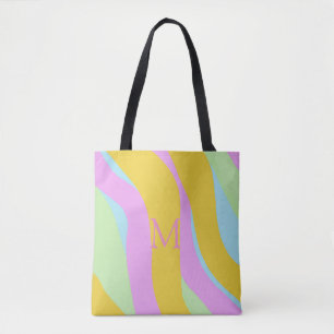 Bolso De Tela Caribe monogramado amarillo, azul claro, rosa, men