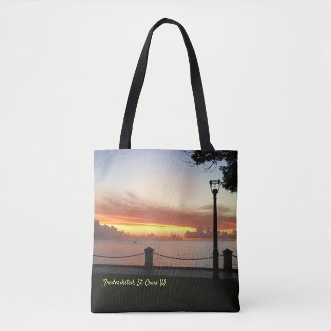 Bolso De Tela Caribe Sunset Tropical Personalizado (Anverso)