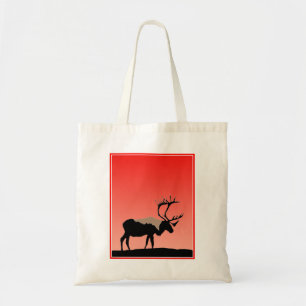 Bolso De Tela Caribú al Atardecer - Arte de Vida Silvestre Origi