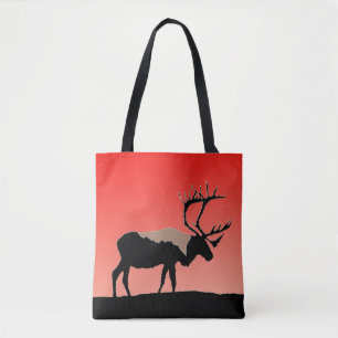 Bolso De Tela Caribú al Atardecer - Arte Original de Fauna Silve