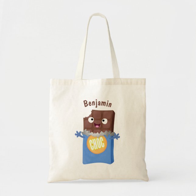 Bolso De Tela Caricatura de dibujos animados de un dulce chocola (Frente)
