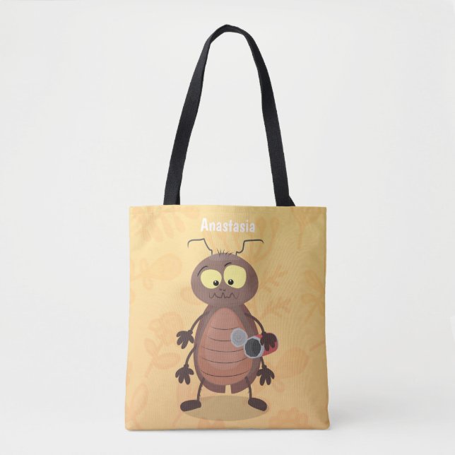 Bolso De Tela Caricatura divertida de una cucaracha linda (Anverso)