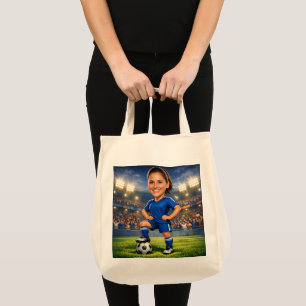 Bolso De Tela Caricatura personalizada de estrella de fútbol con