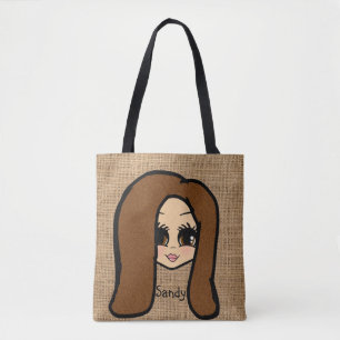 Bolso De Tela Caricatura personalizada Tote de impresión de yute