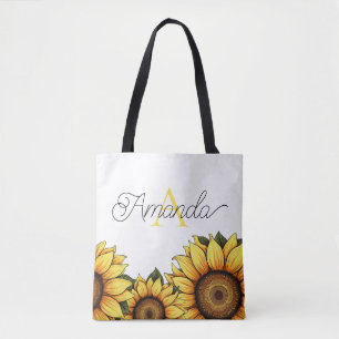 Bolso De Tela Caricatura Personalizado amarillo Monograma Nombre