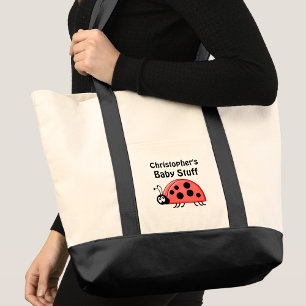 Bolso De Tela Cariño nombre de cosas de bebé mariquita rojo negr
