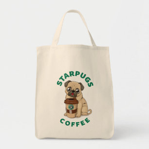 Bolso De Tela Cariñosa Mamá Perro Pug Amante Café Cafeína