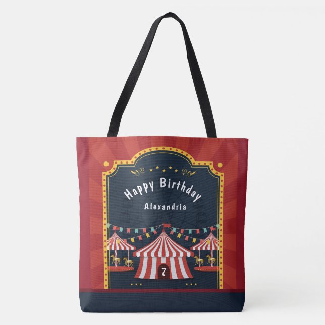 Bolso De Tela Carnaval de circo vintage Feliz cumpleaños (Anverso)