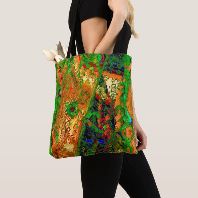 Bolso De Tela Carnaval o máscara fiesta de pinturas, verde y nar (Detalle)