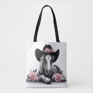 Bolso De Tela Carne de caballo con flores rosas