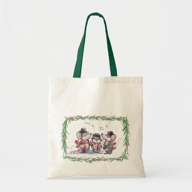 Bolso De Tela Caroling con micrófono, Mac y Moe Tote Bag (Frente)