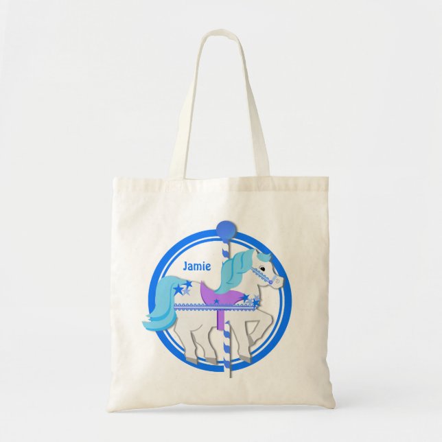 Bolso De Tela Carousel Pony Blue con estrellas (Frente)