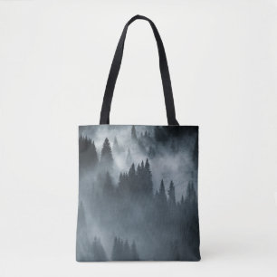 Bolso De Tela Cárpatos de invierno: Paisaje de las montañas Sunr