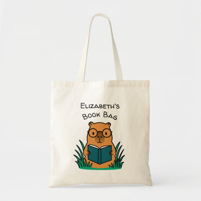 Bolso De Tela Carpincho Leyendo Libro (Frente)