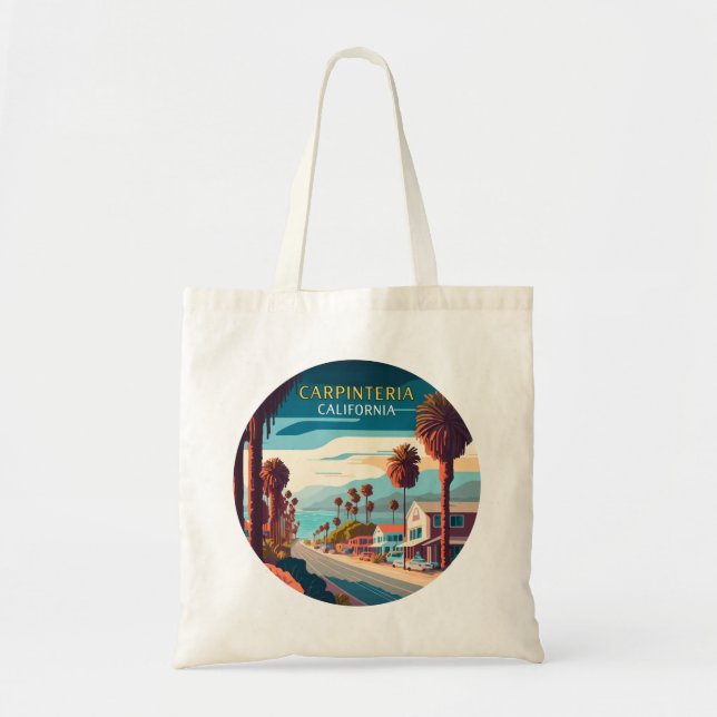 Bolso De Tela Carpinteria California Sunset Palm Tres Retro (Frente)