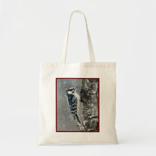 Bolso De Tela Carpintero lechoso en nieve - Fotografía original