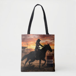 Bolso De Tela Carrera de Barriles de Rodeo Vaquera