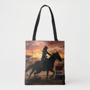 Bolso De Tela Carrera de Barriles de Rodeo Vaquera