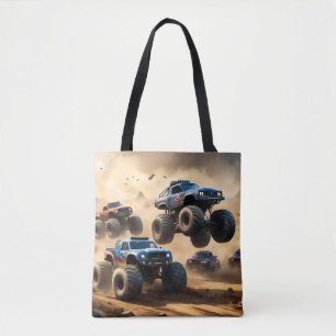 Bolso De Tela Carreras De Camiones Monstruos En El Desierto,