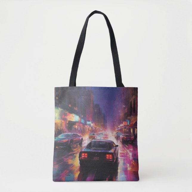 Bolso De Tela Carreras dinámica de Cityscape (Anverso)