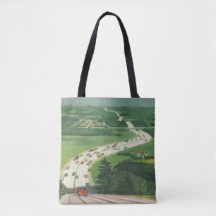 Bolso De Tela Carreteras escénicas americanas vintage, viaje por
