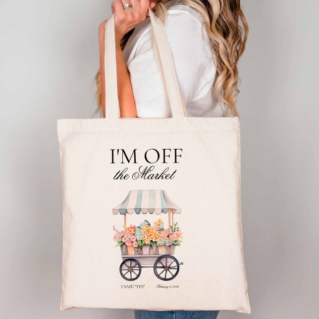 Bolso De Tela Carrito de flores de acuarela fuera del mercado Co (I'm off the market tote bag.)