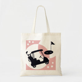 Bolso De Tela Carrito de golf retro en negro y rosa