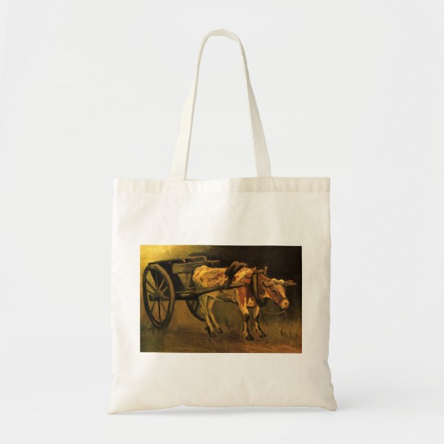 Bolso De Tela Carro con ox rojo y blanco (Vincent van Gogh) (Frente)