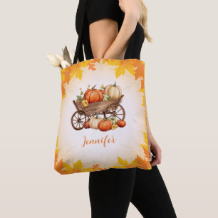 Bolso De Tela Carro de calabazas cae Naranja de la frontera de h