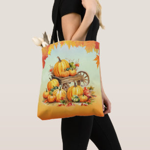 Bolso De Tela Carro de calabazas cae Naranja de la frontera de h