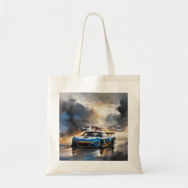 Bolso De Tela Carro de carreras azules con el Sun Rising (Frente)