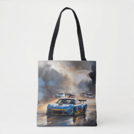Bolso De Tela Carro de carreras azules con el Sun Rising