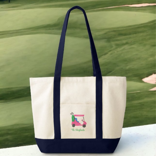 Bolso De Tela Carro de golf rosa preppy personalizado (Subido por el creador)