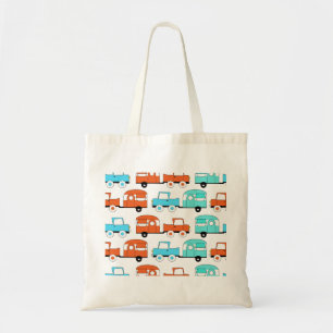 Bolso De Tela Carro de vintage del Naranja Turquesa del Camping