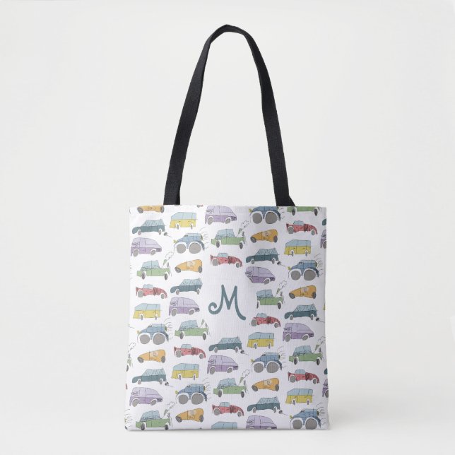 Bolso De Tela Carros Doodle (Anverso)