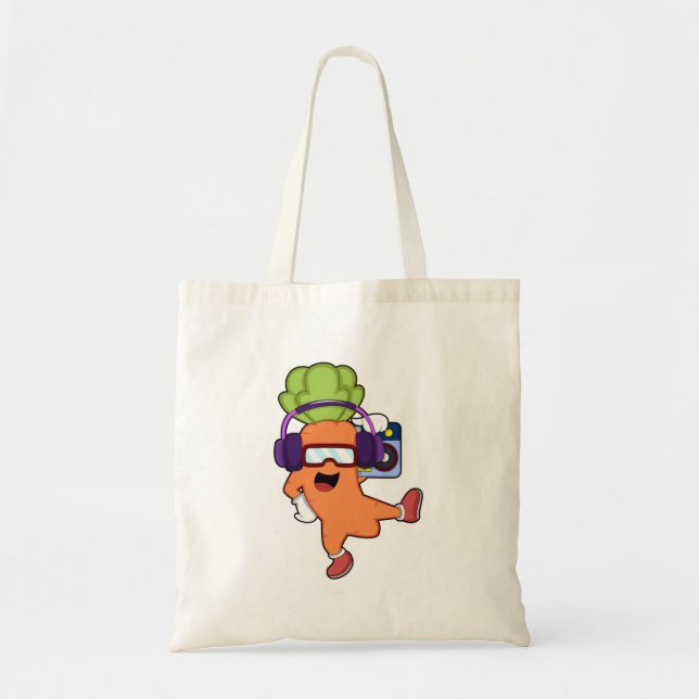 Bolso De Tela Carrot en la música con auriculares (Frente)