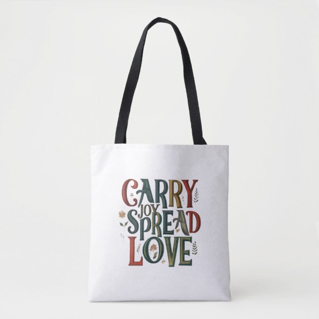 Bolso De Tela Carry Joy, Spread Love Shoulder Tote (Anverso)