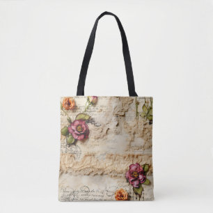 Bolso De Tela Carta de amor de pergamino vintage con flores (8)