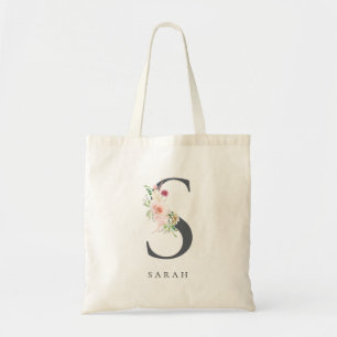 Bolso De Tela Carta floral botánica salvaje de Rubor S Monograma