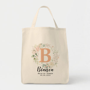Bolso De Tela Carta personalizada Greenery Bridesmaid Tote Bag