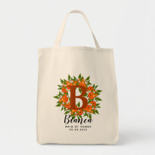 Bolso De Tela Carta personalizada Naranja dama de honor Tote Bag