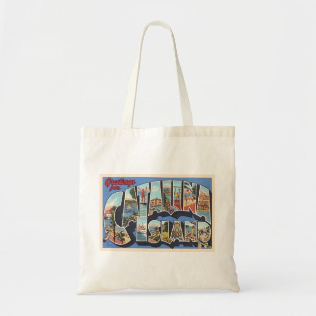 Bolso De Tela Carta postal grande de Catalina Island California (Frente)