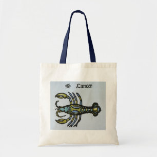 Bolso De Tela Cartel antiguo del Zodíaco, Cáncer el Cangrejo