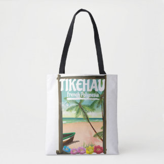 Bolso De Tela Cartel de viaje a Tikehau Polinesia Francesa.