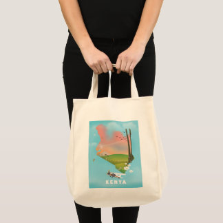 Bolso De Tela Cartel de viaje de ilustración del mapa de Kenia.