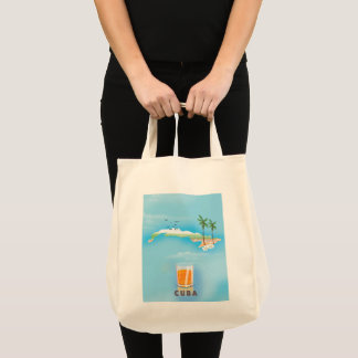 Bolso De Tela Cartel de viaje de mapa ilustrado de Cuba