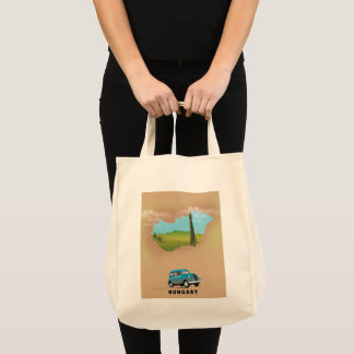 Bolso De Tela Cartel de viaje de mapa ilustrado de Hungría