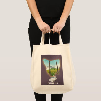 Bolso De Tela Cartel de viaje de mapa ilustrado de Tasmania.